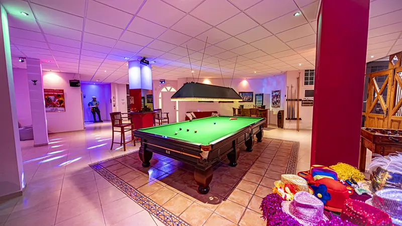 Games room with full-size snooker table at a villa in Tenerife