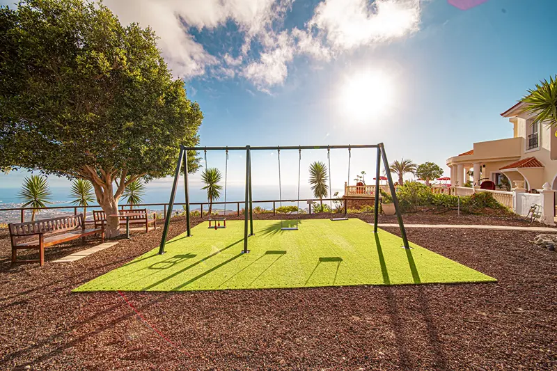 Garden swings with sea views at Villa Monaco Adeje Tenerife
