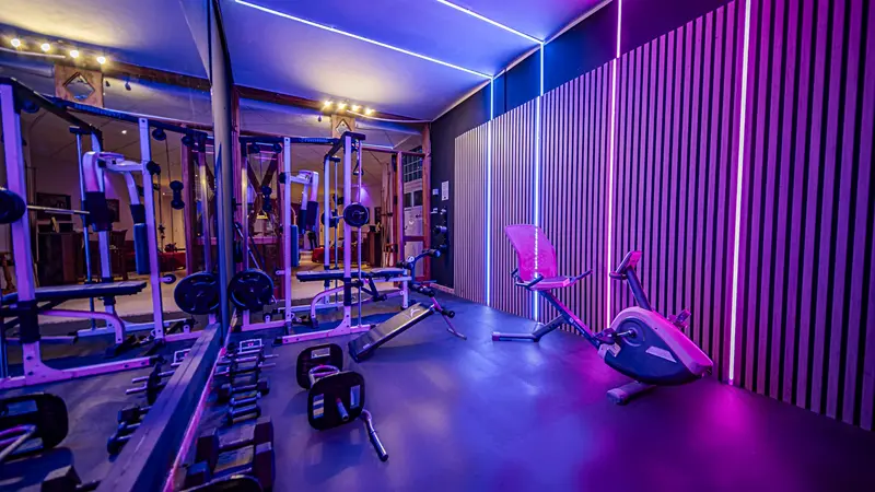 Private gym with sea views at a villa in Adeje Tenerife