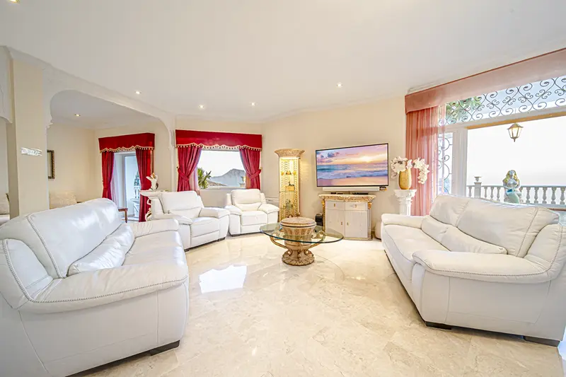 Luxury living room with sea views at Villa Monaco Adeje Tenerife