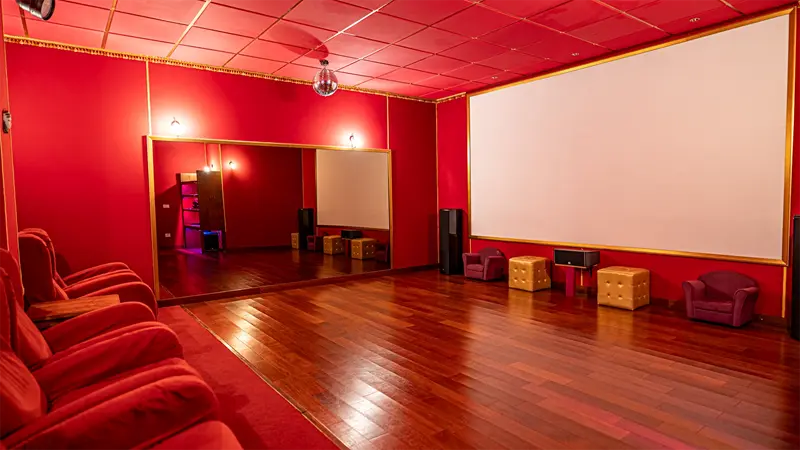 Private cinema room with wide screen at a luxury villa in Adeje Tenerife