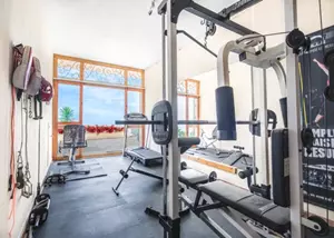 Gym with sea views