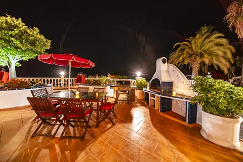 BBQ terrace at night at Villa Monaco Adeje Tenerife