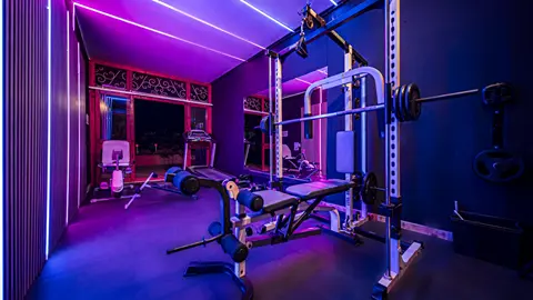 Private gym with sea views at Villa Monaco Adeje Tenerife