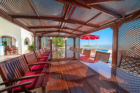 Pergola dining terrace at Villa Monaco Adeje Tenerife