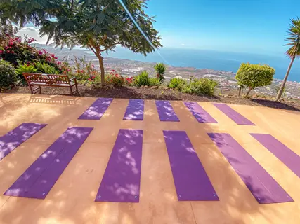 Outdoor yoga and wellness area with sea views at Villa Monaco Adeje Tenerife