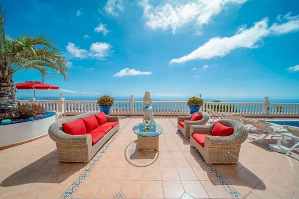 Panoramic terrace at Villa Monaco Adeje Tenerife with sea views and outdoor living space