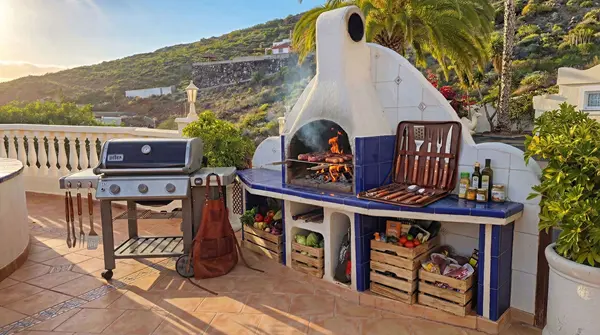 BBQ terrace and outdoor dining area at Villa Monaco Adeje Tenerife