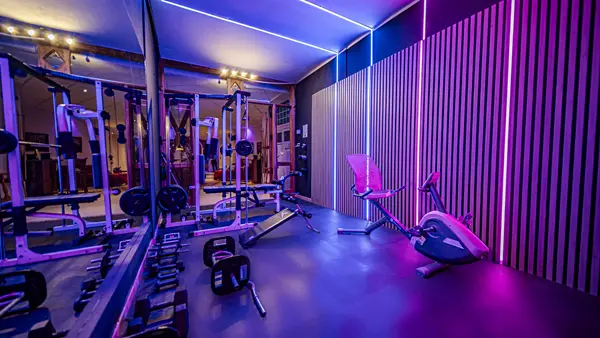 Private gym with sea views at Villa Monaco Adeje Tenerife